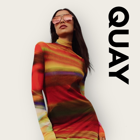 Quay - High Mini - Bronze Frame/Brown Pink Lense Aviator Sunglasses - Rare - Picture 9 of 10